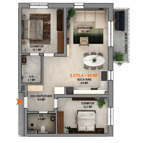 Apartament cu 3 camere în Central