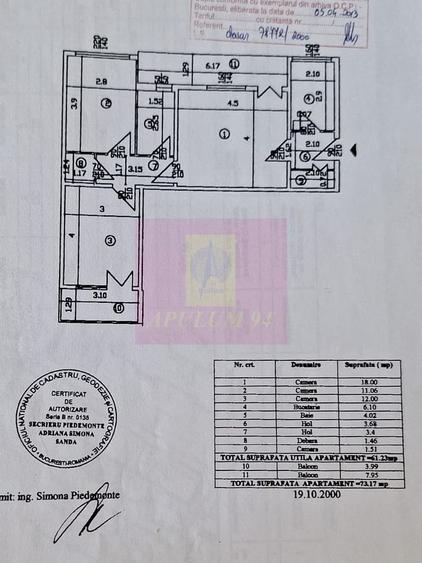Apartament cu 3 camere semidecomandat în Militari