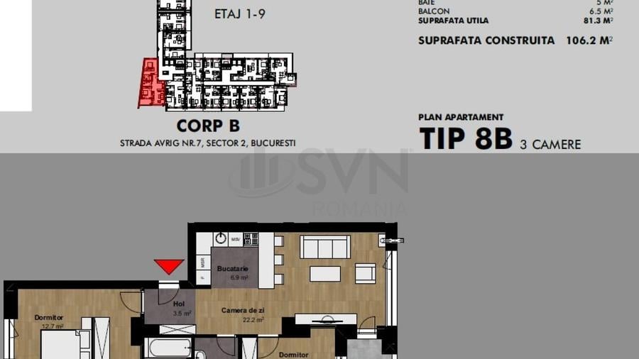 Apartament cu 3 camere semidecomandat în Bucur Obor