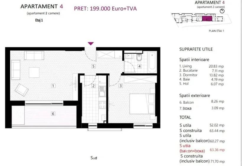 Apartament cu 2 camere în Eminescu