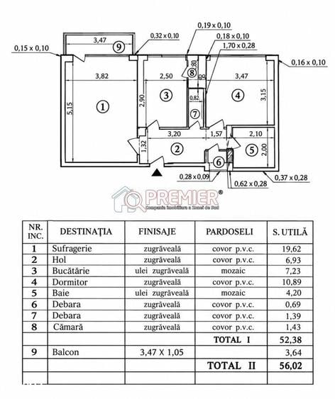 Apartament cu 2 camere în Tineretului
