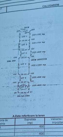 Teren de 809 mp, în Călugăreni