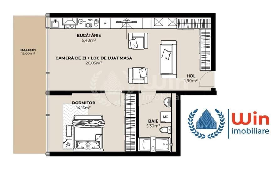 Apartament cu 2 camere semidecomandat în Dâmbul Rotund — fotografia 1