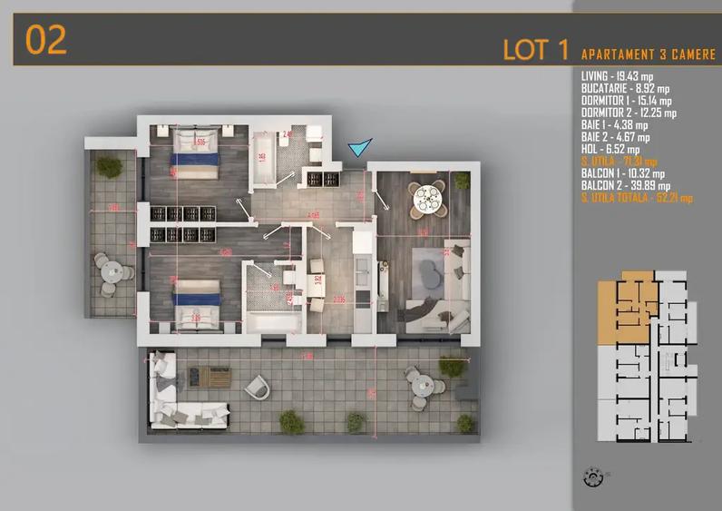 Apartament cu 3 camere decomandat în Theodor Pallady