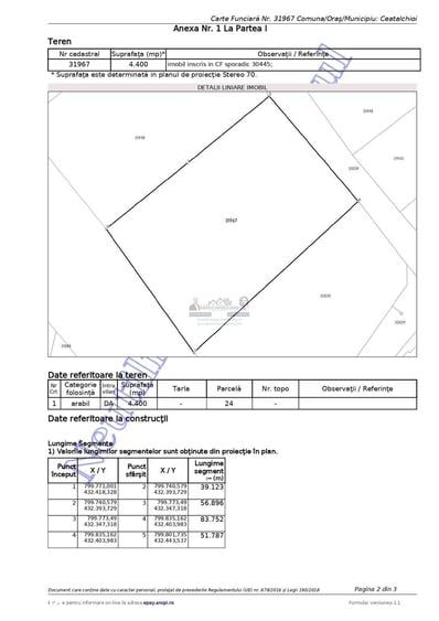 Teren de 4400 mp, în Ceatalchioi