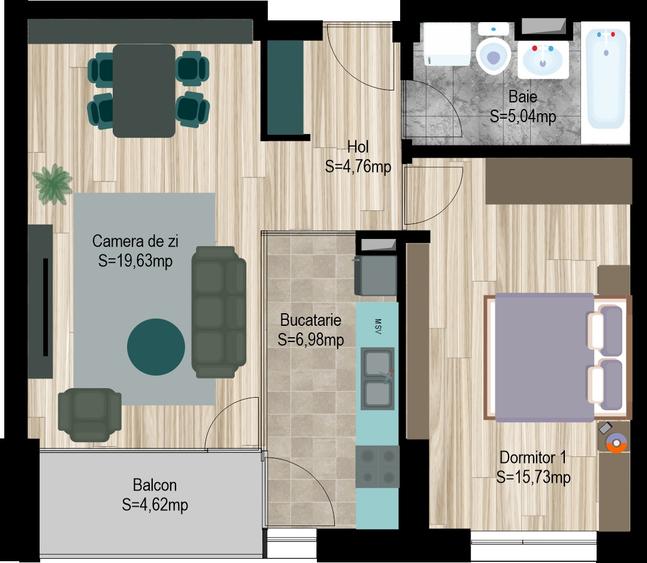 Apartament cu 2 camere decomandat în Ștefan cel Mare