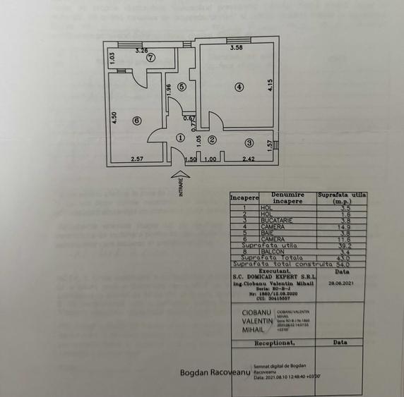 Apartament cu 2 camere decomandat în Central