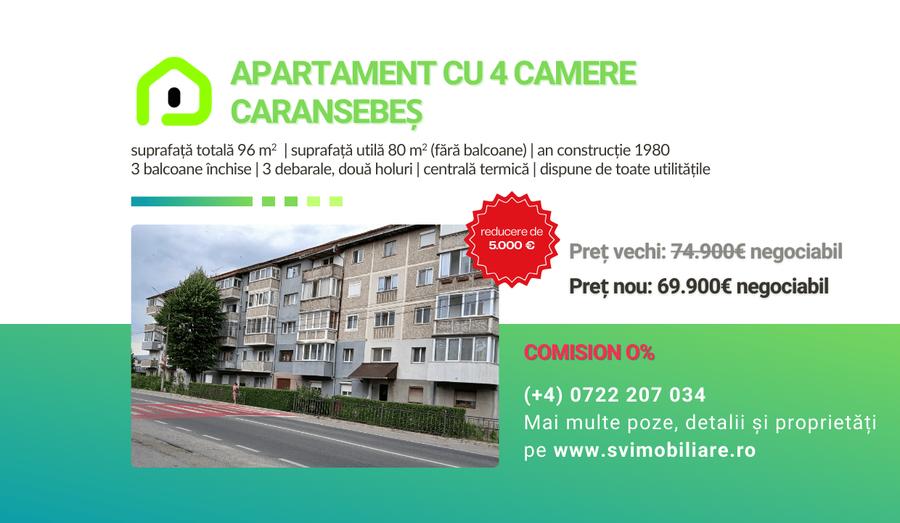 Apartament cu 4 camere decomandat, mobilat în Nord