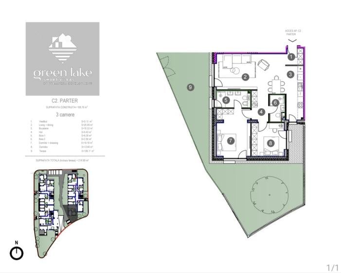 Apartament cu 3 camere decomandat, mobilat în Băneasa