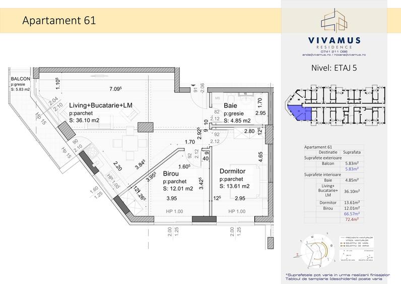 Apartament cu 3 camere în 13 Decembrie