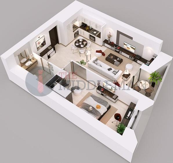 Apartament cu 2 camere, mobilat în Barbu Văcărescu