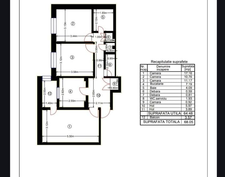 Apartament cu 3 camere decomandat în Ghencea