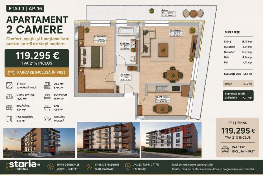Apartament cu 2 camere în Tomis Plus