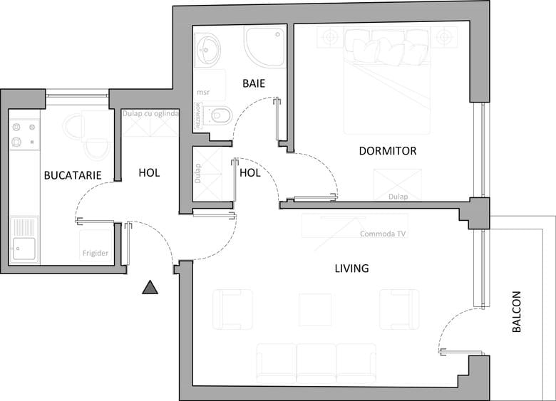 Apartament cu 2 camere semidecomandat în Ferdinand