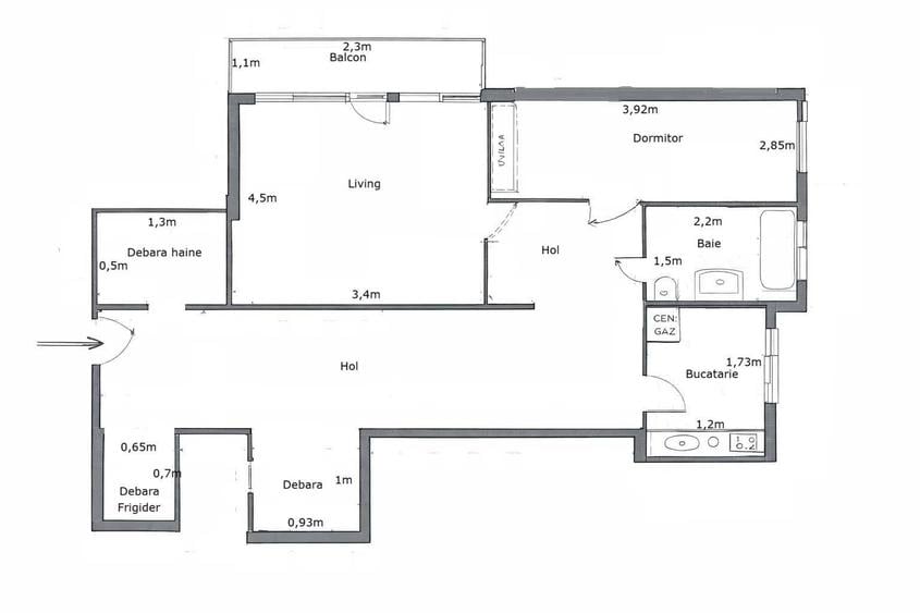 Apartament cu 2 camere decomandat în Luncă