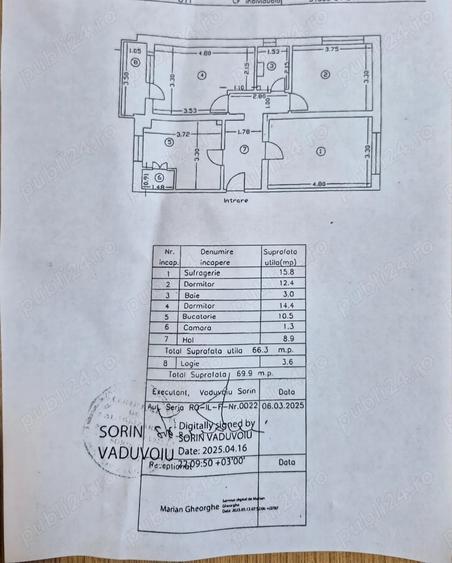 Apartament cu 3 camere decomandat în Central