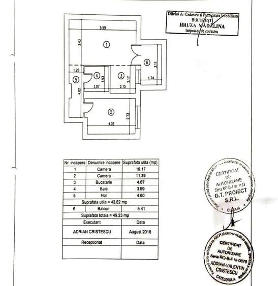 Apartament cu 2 camere în Barbu Văcărescu
