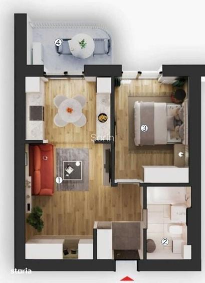 Apartament 2 camere nemobilat