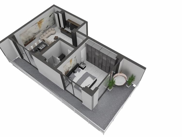 Apartament cu 2 camere semidecomandat în Nord
