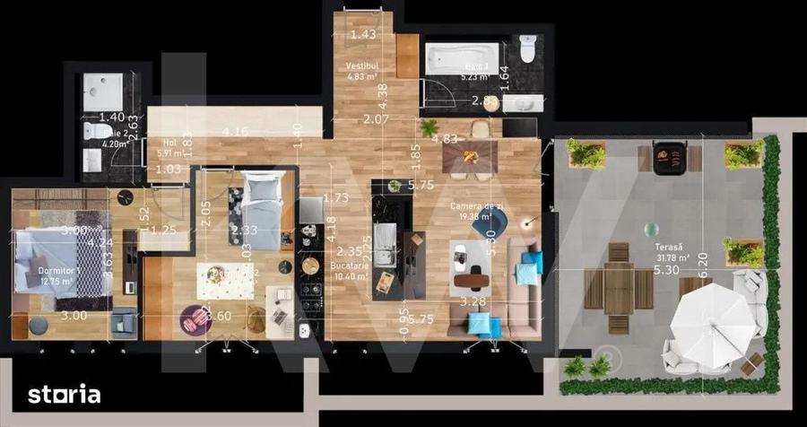 Apartament cu 3 camere în Turnișor