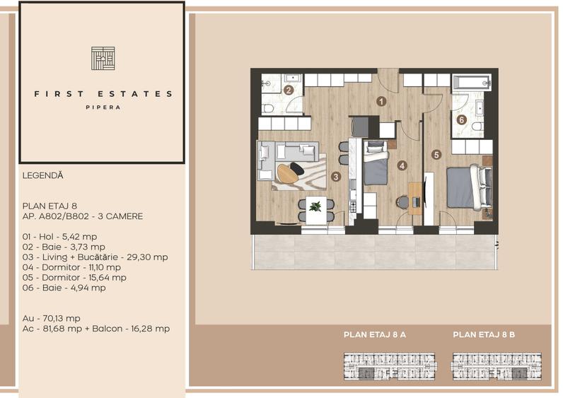Apartament cu 3 camere în Central