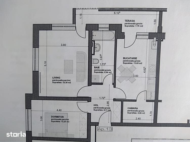 Apartament cu 2 camere în Sânpetru