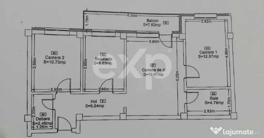 Apartament cu 3 camere semidecomandat în Florești