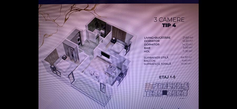 Apartament cu 3 camere decomandat în Berceni