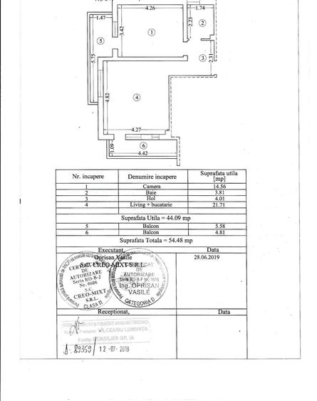 Apartament cu 2 camere în Exterior Nord