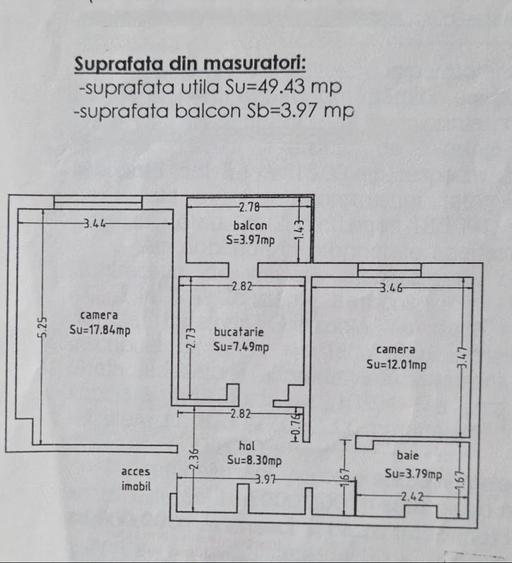 Apartament cu 2 camere decomandat în Km 5
