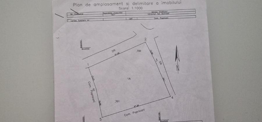 Teren Construcții intravilan de 1631 mp, în Moimești