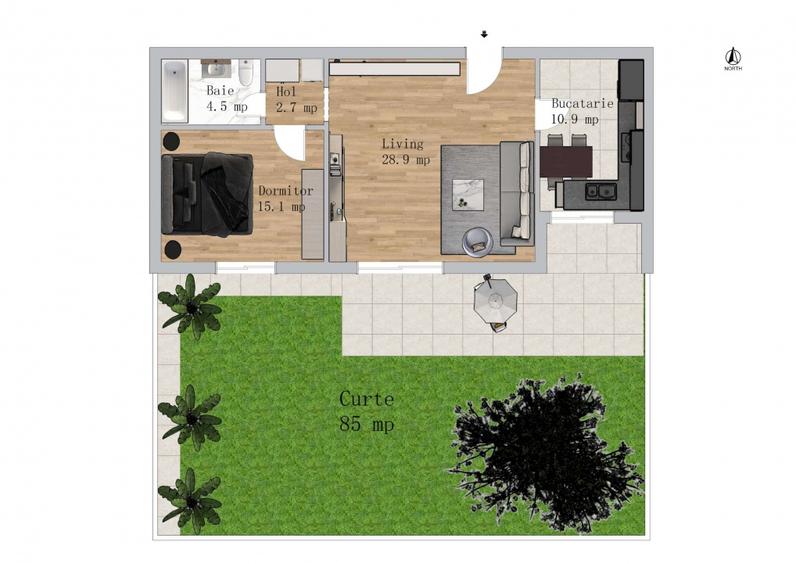Apartament Inedit de 2 Camere cu curte - 146mp | Green Garden - 3