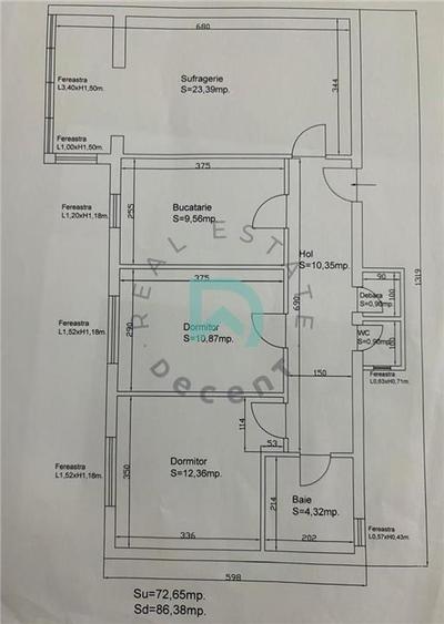 Apartament cu 3 camere decomandat în Calea București