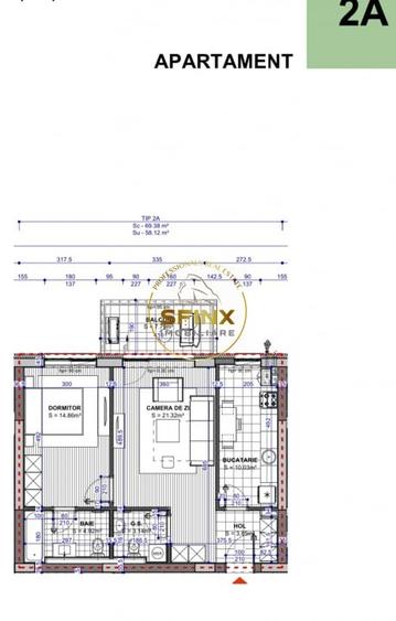 Apartament cu 2 camere semidecomandat în Tunari