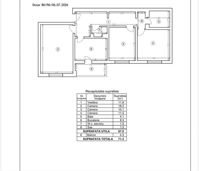 Apartament cu 3 camere decomandat în Băneasa