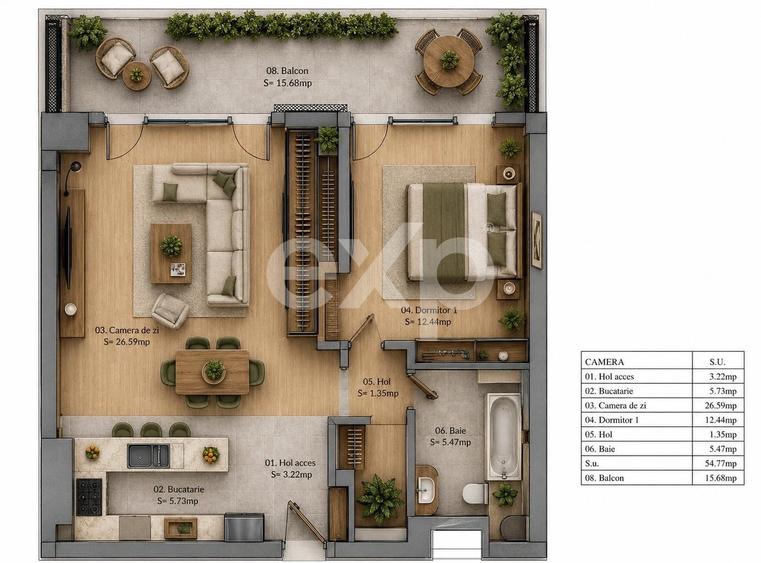 Apartament cu 2 camere decomandat în 13 Septembrie