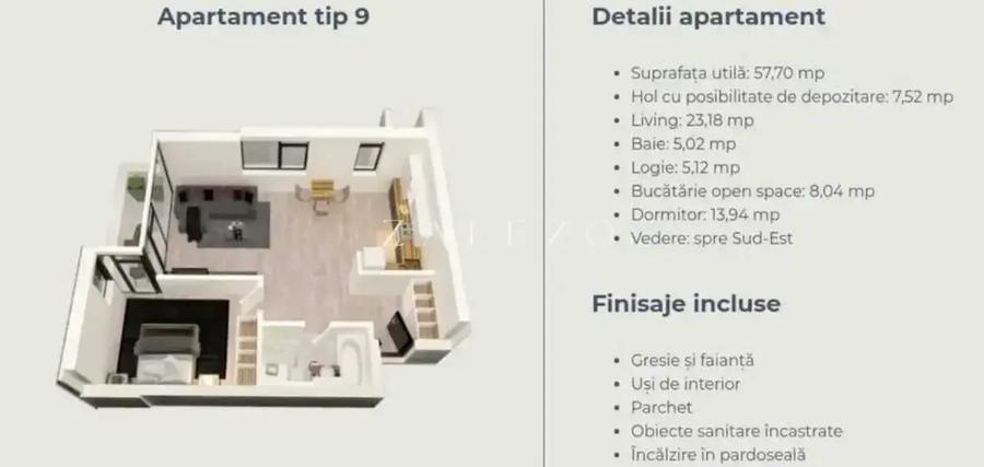 Apartament cu 2 camere semidecomandat, mobilat în Central