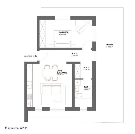 Apartament cu 2 camere în Mehala