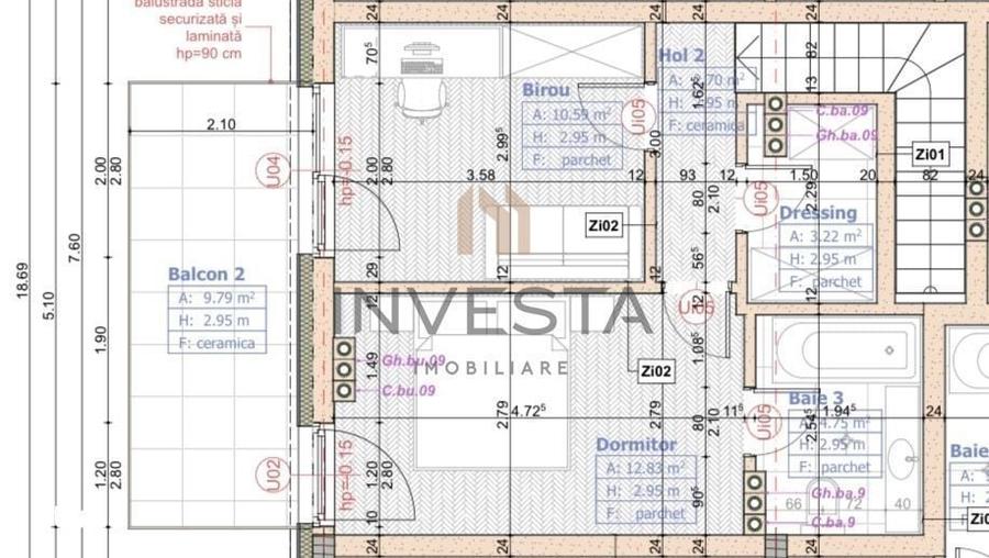 Apartament cu 3 camere semidecomandat în Central