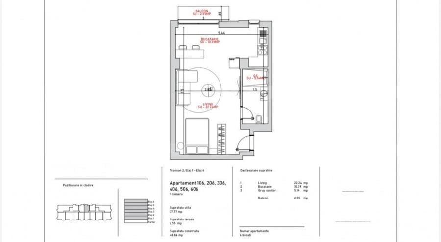 Apartament cu 2 camere decomandat în Port