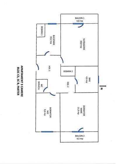 Apartament cu 3 camere în Central