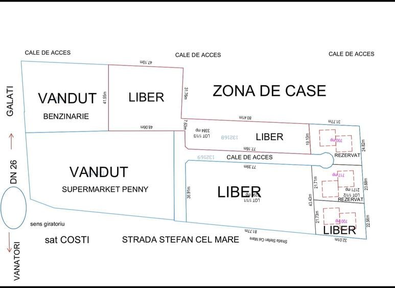 Teren Construcții intravilan de 700 mp, în Costi