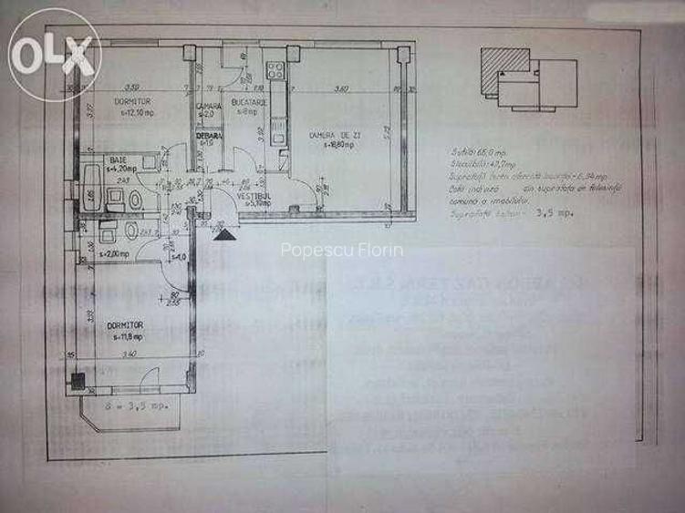 Apartament cu 3 camere decomandat în Cantacuzino