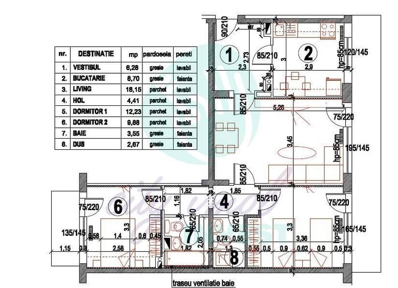 Apartament cu 3 camere semidecomandat în Obor