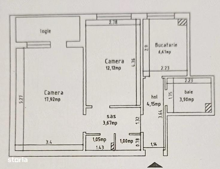 Apartament cu 2 camere decomandat în Alexandru cel Bun