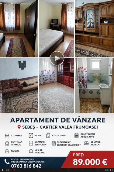 Apartament cu 3 camere decomandat în Exterior Vest