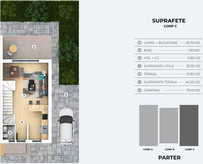 Duplex cu 4 camere cu Canalizare în Otopeni