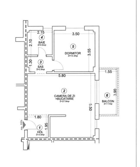 Apartament cu 2 camere în Moșnița Nouă