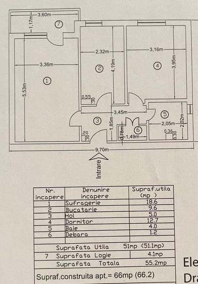 Apartament cu 2 camere decomandat în Central