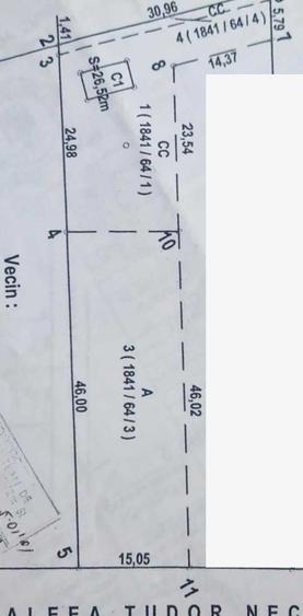 Teren de 1222 mp, în Aleea Tudor Neculai
